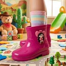 Girls' Cowboy Boots, Various Colors And Styles, For Children - On - Màu Hồng Tươi - Xem 3