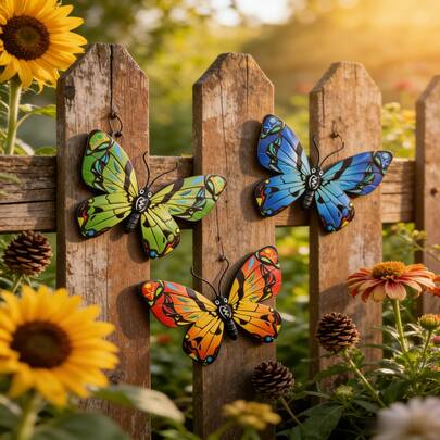 3 Piecesset Of Solid-Color Butterfly Wall Decorations, Suitable For Bedroom And Living Room Walls, As Well As Garden And Patio Fences; Realistic Butterfly Wall Hangings