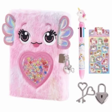 Mexican Axolotl Girl Diary With Lock And Key, Children's Diary/Travel Notebook Gift Set, Suitable For Writing And Drawing, Includes Colored Pens, Stickers, Great Birthday Gift For 6-8 Year Old Girls - Pink - View 8