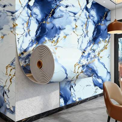Brodark 1 Rollo 40*300/1000cm Papel tapiz autoadhesivo brillante de mármol enchapado en oro, pegatina de pared de mármol de espuma extraíble - Papel tapiz a prueba de agua y humedad, fácil de quitar, adecuado para renovación del hogar, cocina, baño, pared de acento, oficina, decoración de tiendas, sin dejar residuos, bordes precisos y sin costuras, papel tapiz de baño impermeable, fácil instalación, material de decoración del hogar