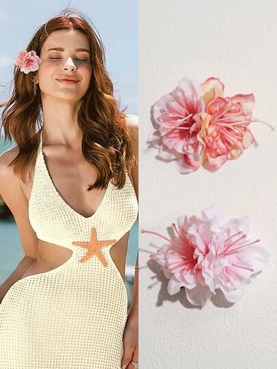 1 pieza/3 piezas Accesorio de verano para mujer Pinza de pelo con flor decorativa artificial, Accesorio de estilo occidental para mujer, Adecuado para accesorios de playa para mujer, Accesorios de cabello diarios para mujer, Fiesta, Regalo para mujer, Regalo del Día de la Madre, Regalo creativo de temporada de graduación