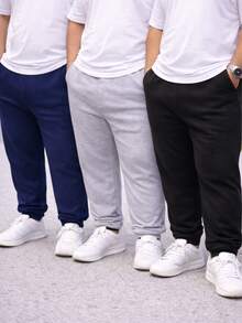 Set Of 3 Men's Plus Size Sweatpants - 黑色 灰色 海軍藍 - 查看 1