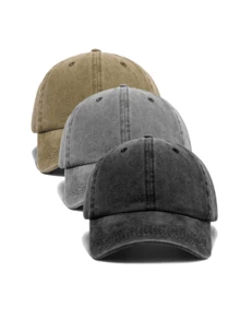 3pcs Unisex Outdoor Casual Fashion Adjustable Size Solid Color Retro Baseball Cap, Suitable For Daily Wear - A - View 6