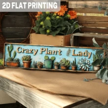 2D Flat, 1pc Countryside Style Crazy Plant Lady Metal Sign, Succulent Theme, Wall Decor, Suitable For Farmhouse, Kitchen, Garden, Porch Rustic Wall Decoration, Decorative Sign, Size 4x16 Inches, 2D Flat - Multicolor - View 1