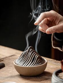 1pc Vintage Zen-Style Landscape Incense Burner, Suitable For Indoor Home Use - Cangshan - View 3