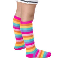 Children's Socks Girls 3/4 Cotton Long Shaft Galochita Colorful Striped Women's Fashion Thick - 1 彩色 - 查看 7