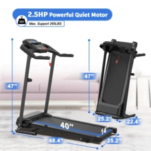 Folding Treadmill For Home Use, 2.5HP Quiet Motor, 0.5–7.5 MPH With 8% Manual Incline, Compact Electric Treadmill With LED Display, 300 LBS Capacity, Cup Holder & Safety Key - 查看 3