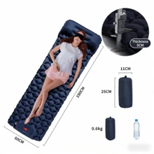 Đệm ngủ cắm trại ngoài trời bằng TPU - Đệm ngủ bơm hơi siêu nhẹ với bơm chân và gối tích hợp, nệm hơi cắm trại di động được nâng cấp dành cho đi bộ đường dài. - Màu xanh hải quân - Xem 5