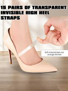 5/10/15 双透明鞋带，隐形弹力高跟鞋鞋带 - 防滑鞋带 - 彩色 - 查看 1