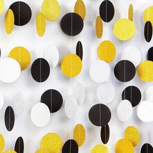 24/48pcs Black Gold White Circle Hanging Decor, 98.5inch Graduation Party Celebration Scene Decoration Pennant - 98.5-inch Black, White and Gold Circular Disc - View 2