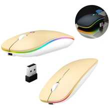 Rechargeable Wireless Mouse With RGB LED, 2.4GHz, Ultra Slim Optical RF-6800C - Yellow - View 3