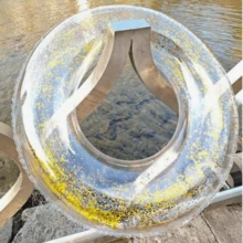 1pc Transparent Sequin Inflatable Swimming Ring, Thick PVC Crystal Swimming Ring Armpit Float, Adult - Clear - View 10