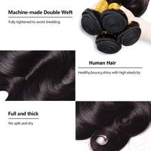 3 Bó Tóc Uốn Sóng Tự Nhiên, Tóc Thật Brazil, Màu Đen Tự Nhiên, 12A, Tóc Dệt, Tóc Nối - Natural Black - Xem 5