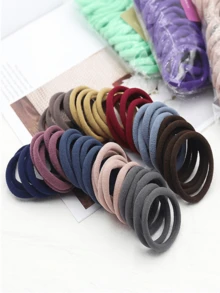 100/50/10pcs Women's 4cm/1.57in All-Match Blue Red Khaki Pink Grey Random Mixed Color High Elasticity Non-Damaging Hair Ties Hair Bands Fashion Versatile Elegant Elegant Minimalist Style Hair Accessories Suitable For Daily Wear, Casual, Party, Commute, Vacation, Face Washing, Bathing, Makeup, Hair Ropes, Matching With Clothing, Jewelry, Headwear - Multicolor - View 4