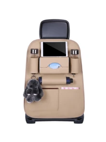 High Quality PU Leather Car Seat Back Storage Bag - Multifunctional Rear Seat Organizer Pouch: Car Travel Accessory Designed For Snacks, Toys And Electronics - A - View 8