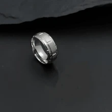 Nhẫn thép titan thời trang, món quà dành tặng chồng nhân ngày Valentine hoặc ngày của cha. - Bạc - Xem 5