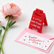 1pc Mini "I Love You" Decor, Cute Red A-Shape Desktop Decor, Silicone Heart Message Desk Decoration Suitable For Home, Office, Bedroom, Wedding, Anniversary, Valentine's Day, Romantic Gift For Couples, Sweet Desktop Accent, Perfect For Valentine's Day, Wedding Season, Anniversary Celebration - Multicolor - View 3
