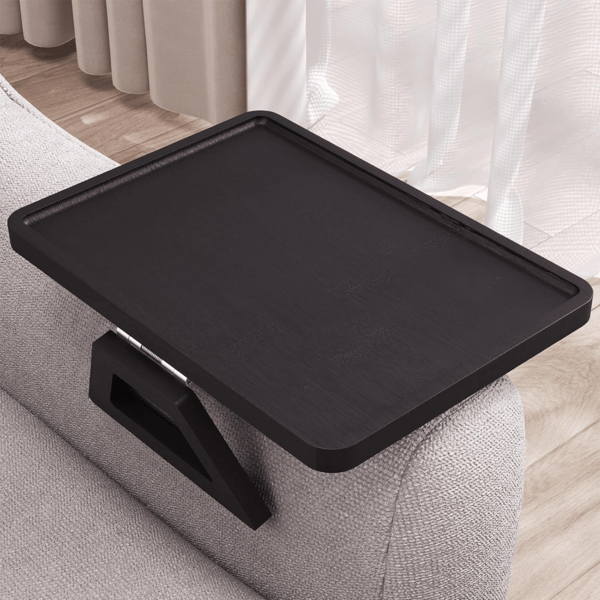 Couch Arm Table,Sofa Armrest Tray, Bamboo Folding Sofa Armrest Tray, Rectangular, Sofa Side Table That Can Be Fixed On Sofa Armrest - Suitable For TV Dinner, Remote Control, Drinks And Snacks / Brown Wooden Sofa Armrest Tray, Rectangular Sofa Side Table Tray