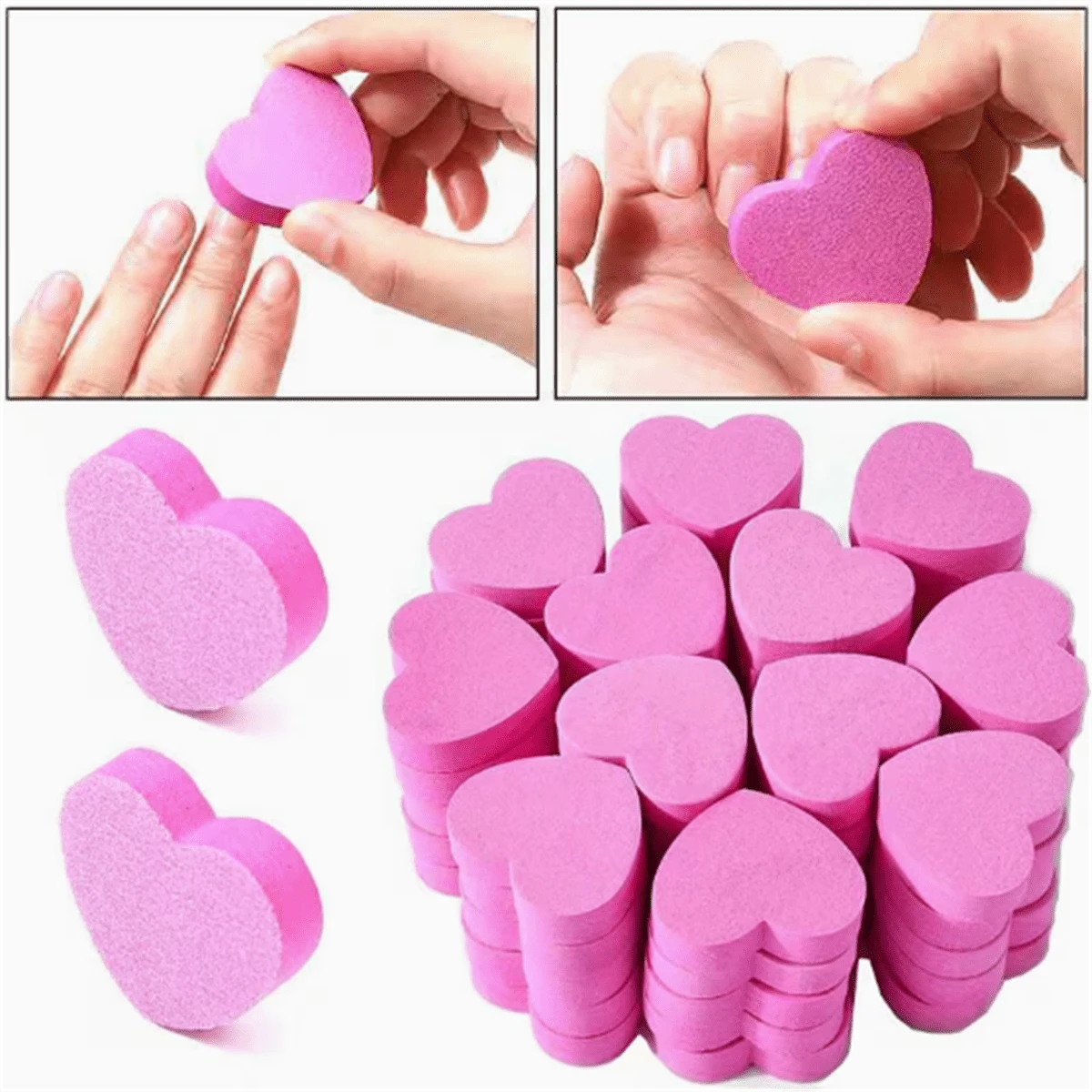 5/20pcs/Lot Mini Nail File Pink Love Design Sponge Polishing Nail File Buffing Sanding Block Manicure Pedicure Tools - Pink Heart - View 1