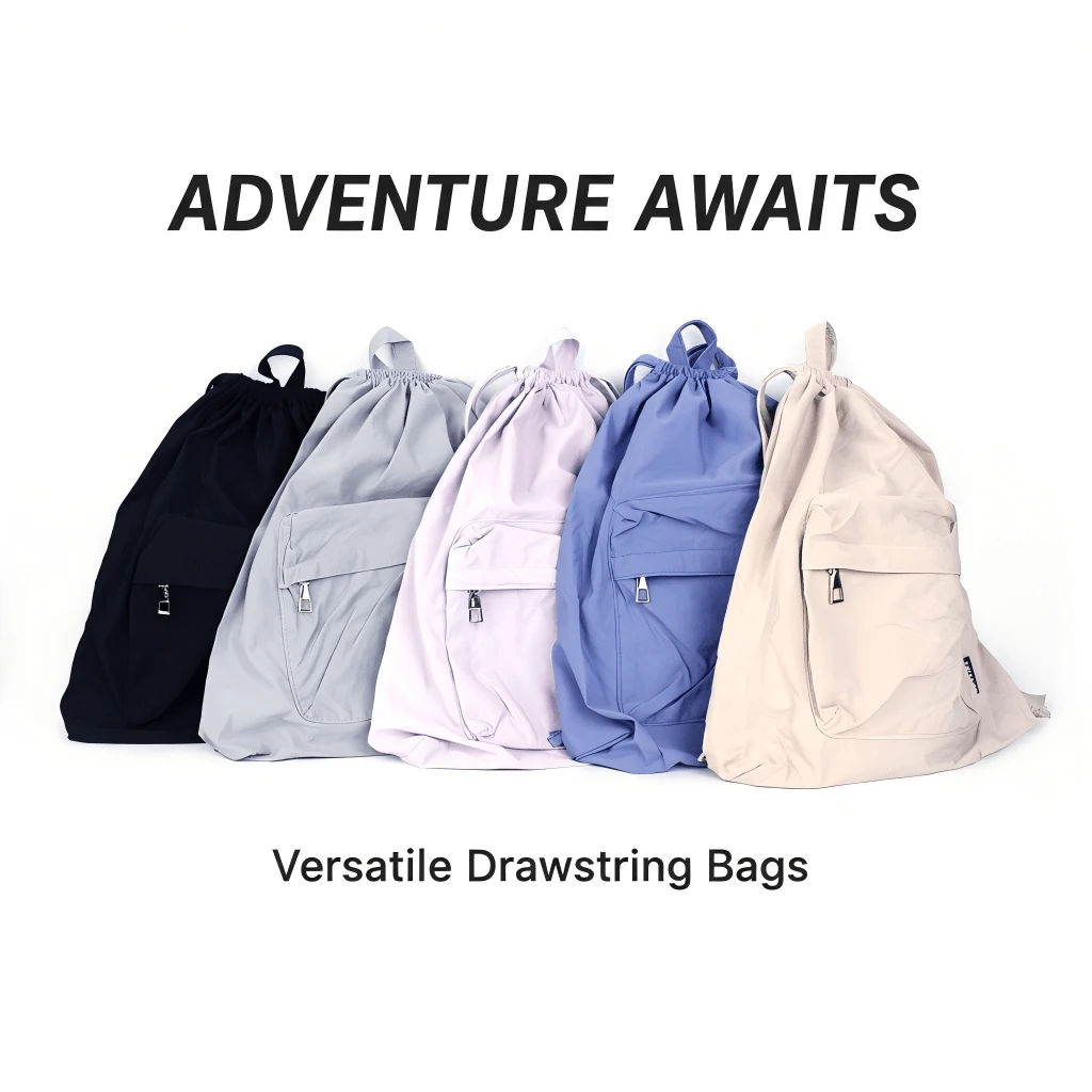 1pc Minimalist Lightweight Drawstring Backpack, Casual Sports Bag, Unisex Design - Multicolor - View 1