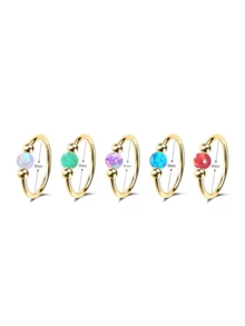 Khuyên mũi đá Opal 18G, 8mm/10mm, thép không gỉ 316L chất lượng phẫu thuật, không gây dị ứng - Thích hợp cho xỏ lỗ mũi/vách ngăn và xỏ sụn tai, unisex, thích hợp đeo hàng ngày, thúc đẩy quá trình lành vết thương, thích hợp cho lỗ xỏ mới, thoải mái khi đeo, không ảnh hưởng đến giấc ngủ. - Vàng - Xem 11