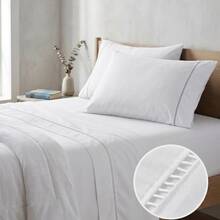 400 Thread Count 3-Piece Bedding Set With Fitted Sheet And Pillowcases, Soft Touch, Everyday Comfort, Single, Full, Queen, King - WHITE - View 2