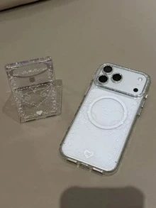 心形优雅简约星形蝴蝶结翅膀设计手机壳，兼容 17 Pro Max、15 新款、14、16、13、15 Pro、14 Pro，防摔 - 無色 - 查看 6