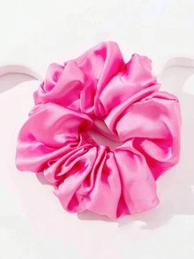 1PC Women's Headwear Simple Fashion Scrunchie Solid Color Satin Oversized Elegant Hair Accessory Hair Tie Holiday Accessories Ponytail Holders Hair Elastics Hair Rubber Bands Hair Rope Elastic Hair Tie,Festival,Party - Pink - View 3