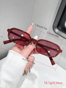 1副休闲长方形女士眼镜套装，简约日常佩戴，适合海滩和旅行。 - 玫紅色 - 查看 3