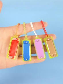 10pcs Mini Playable 4-Hole 4/8 Tone Harmonica Pendant, Music Instrument Charm, Educational Harmonica, Suitable For Classroom, Party, Gathering And Birthday Gift - Multicolor - View 3