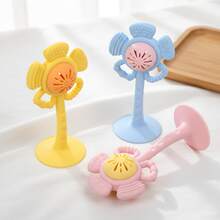 Silicone Flower Baby Teether Rattle With Suction Cup Sensory Chew Toy - Multicolor - View 2