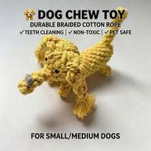Đồ chơi gặm bằng dây thừng cotton cho thú cưng, hình chú chó hoạt hình bện, giúp làm sạch răng và giải trí. - Màu vàng - Xem 1