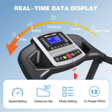 Folding Treadmill For Home, 3.5HP Quiet Motor & App Control, 3D Virtual Running, Shock Absorption, 400 Lb Capacity, LCD Display, Bluetooth Speakers, Small Treadmills For Small Spaces - 美規A型插(110-127V) - 查看 3