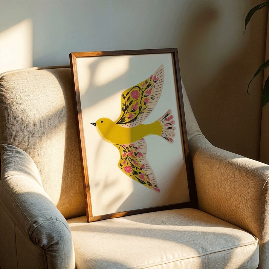 Tranh treo tường họa tiết hoa và chim, tranh in trên vải canvas họa tiết hoa và chim, trang trí phòng ngủ, trang trí phòng khách, quà tặng (không khung). - A - Xem 1