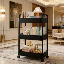 3 - Tier Rolling Storage Cart With Wheels, Multi - Layer Utility Trolley Organizer With Perforated Shelves & Divided Baskets, Easy - Move Storage Solution For Bathroom, Kitchen, Office, Bedroom, Quick Assembly & Space - Saving Design - màu đen - Xem 4