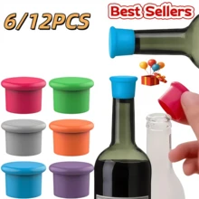 6/12pcs Reusable Silicone Wine Bottle Stoppers, Multi-Functional Airtight Bottle Caps Fit For Red Wine, Champagne, Condiment Bottles Of Various Mouth Sizes, Leak-Proof & Preservative - Multicolor - View 13