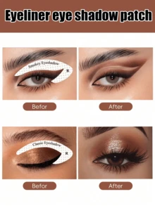 64 piezas Juego profesional de plantillas para sombras de ojos y delineador, hecho de tela no tejida, 4 estilos, incluye herramientas de maquillaje para sombras de ojos y delineador - Juego de plantillas de maquillaje de tela no tejida, adecuado para diversos maquillajes de ojos, sombras de ojos, maquillaje de escenario, regalos, viajes, uso diario, artículos esenciales de viaje - Multicolor - Ver 4