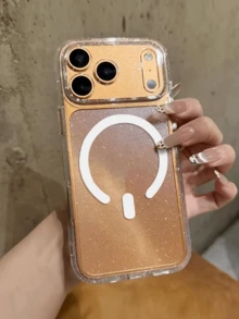 1个奢华磁吸闪粉手机壳，适用于 17/17 Air/17 Pro/17 Pro Max/16 Pro Max/16/16 Pro/16 Plus/15/15 Pro Max/15 Pro/11/12/13/14 Pro Max/11 Pro/11 Pro Max/12 Pro/12 Pro Max/13 Pro/13 Pro Max/14 Pro/14 Pro Max，创意优雅 - 無色 - 查看 2