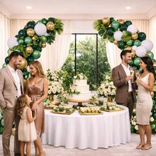 Balloons Kit120 Items Flat White Metallic Moss Green Balloon For Deconstructed Arch Chrome Bladder Party Decoration+5 Meters Ribbon 6" 8" 10" Inches Birthday Celebration - màu xanh lá - Xem 5