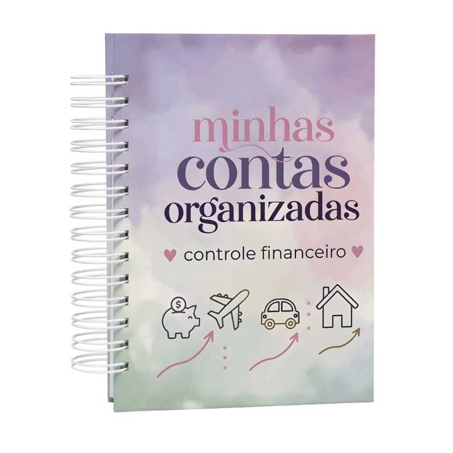 Planejador Financeiro A5 | Controle de Gastos e Contas | Organize Sua Vida Financeira | Caderno Finanças Minhas Contas Organizadas | Tam. A5 Capa Dura - MCOrg Mod. 02 - Visão 1