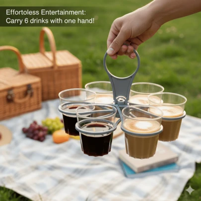 Giá đỡ cốc rượu/cà phê 6 ngăn gấp gọn, xoay được, di động, có tay cầm bằng nhựa. Giá đỡ cốc cà phê chống bỏng và chống đông 6 vị trí này rất lý tưởng để sử dụng trong văn phòng, dùng cho bữa sáng, sữa và cà phê. Nó cũng phù hợp cho các bữa tiệc theo chủ đề và đồ uống. Có sẵn màu xám và đỏ với tay cầm gấp gọn, dễ dàng bỏ vào túi và lý tưởng cho các buổi dã ngoại và hoạt động ngoài trời.
