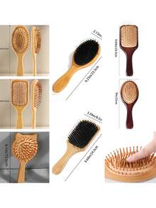 Bàn chải tóc massage bằng tre, bàn chải gỗ bản rộng, bàn chải gỗ nguyên khối, bàn chải tóc bằng gỗ mịn có đệm khí dùng trong gia đình, bàn chải massage, thích hợp cho tóc thẳng và tóc xoăn, bàn chải tóc, lược, dụng cụ tạo kiểu tóc, sản phẩm và phụ kiện chăm sóc tóc, cần thiết cho tiệm cắt tóc, thẩm mỹ viện, du lịch, mùa tựu trường. - Nhiều màu - Xem 8