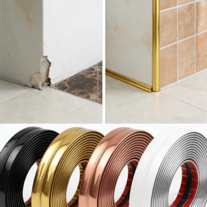 1pc 3 Meters/118.11in Gold Background PVC Self-Adhesive Decorative Tape, Wall Corner Trim, Furniture Edge Bumper Guard