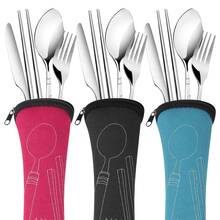 1pc Portable Cutlery Storage Bag, Zippered, Travel Camping Utensil Organizer, Reusable Work/School Storage Bag, Back To School Season Storage Bag (Utensils Not Included) - Multicolor - View 2
