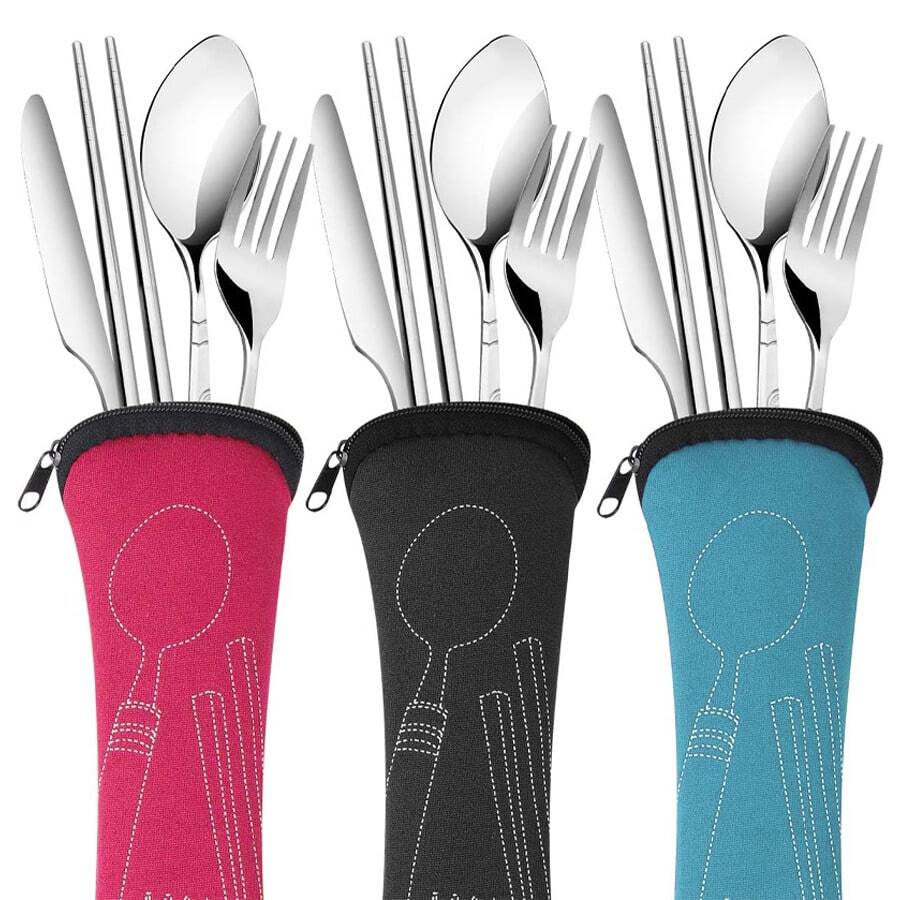 1pc Portable Cutlery Storage Bag, Zippered, Travel Camping Utensil Organizer, Reusable Work/School Storage Bag, Back To School Season Storage Bag (Utensils Not Included)