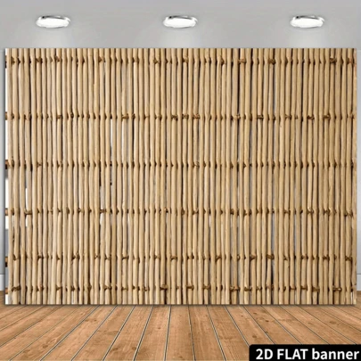 1pc 2D Flat Bamboo Background Banner, Suitable For Live Streaming Background, Party Decor, Birthday Anniversary, Room, Garden, Patio Decoration, Reusable For Indoor And Outdoor