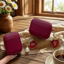 1 chiếc ốp tai nghe hình trái tim hoa hồng cho 1/2/3/4/Pro/Pro2/Pro3 - Màu Đỏ Sâu - Xem 1