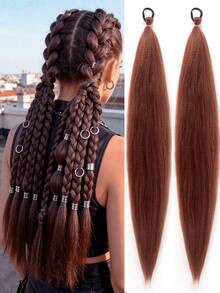 WIGGAGA Football Cup Music Festival Inspired Women's Vacation Outfit, Valentine's Day Summer Wear, 26" Colorful Braided Ombre Wig Suitable For Music Festivals, Halloween, Christmas - Multicolor - View 24