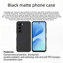 Mattschwarze Handyhülle kompatibel mit Transsion Hot 60i (5G), Hot 60 Pro+, GT 30 Pro, Zero 40 5G, Hot 50 Pro+ 4G, Smart 9, Hot 40i, Smart 8 Pro, Hot 30 Play, Note 40X 5G, Zero 30 5G, Hot 40 Pro, Smart 7, Note 50 Pro+, Note 50s, Hot 50i 4G, Spark 40, Spark 40C, Spark 40 Pro, Spark 30 Pro, Spark 10 Pro, Pova 6 5G, Pova 6 Pro 5G, Spark 30C, Spark 20 Pro, Pova 5 Pro 5G, Spark Go 2024 - Schwarz - Übersicht 9