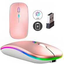 Rechargeable Wireless Mouse With RGB LED, 2.4GHz, Ultra Slim Optical RF-6800C - Rose Gold - View 4